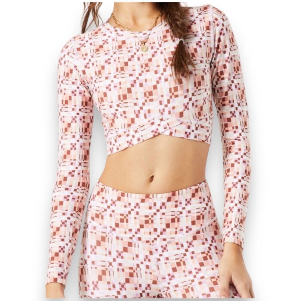 L*Space Aim High Crop Top in Block Party Print Large NWT